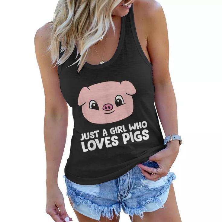 Pigs Farmer Girl Just A Girl Who Loves Pigs Graphic Design Printed Casual Daily Basic Women Flowy Tank