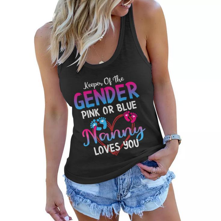 Pink Or Blue Nanny Loves You Keeper Of The Gender Gift Women Flowy Tank