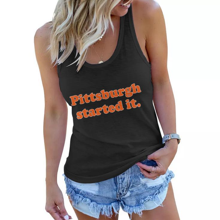 Pittsburgh Started It Funny Football Women Flowy Tank