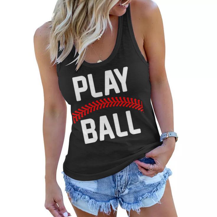 Play Ball Baseball And Softball Players Women Flowy Tank