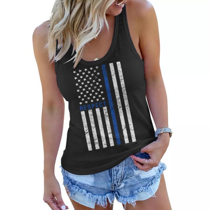 Police American Flag Respect The Blue Women Flowy Tank