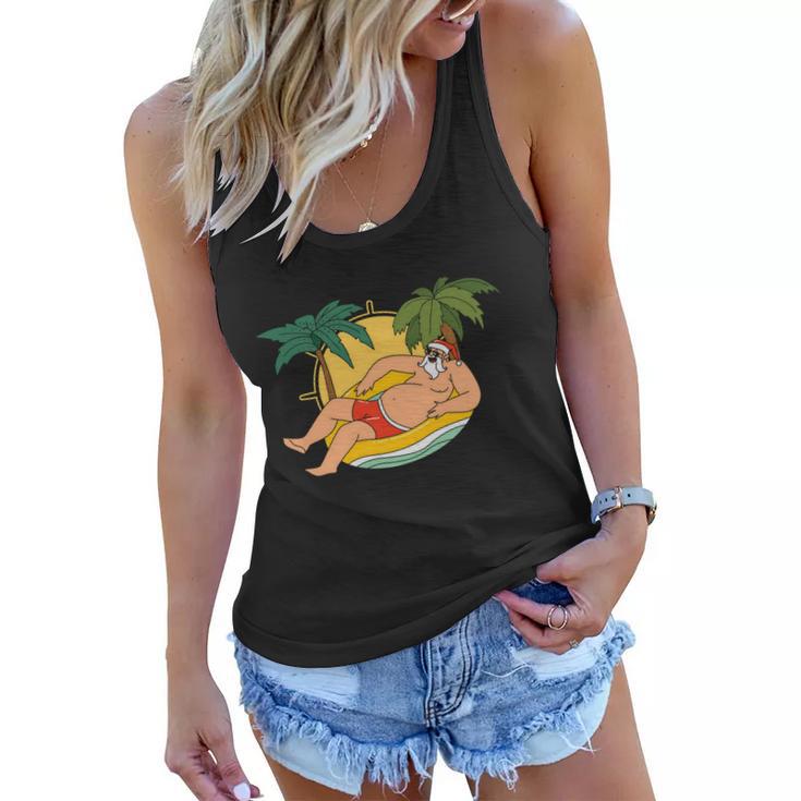 Pool Party Santa Christmas In Christmas In July V2 Women Flowy Tank