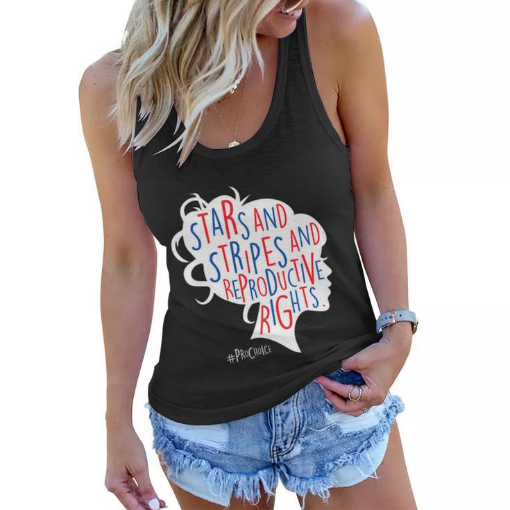 Pro Choice Af Reproductive Rights Messy Bun Us Flag 4Th July Women Flowy Tank