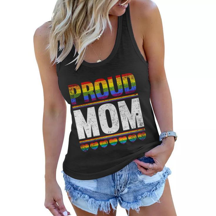 Proud Lesbian Mom Queer Mothers Day Gift Rainbow Flag Lgbt Gift Women Flowy Tank