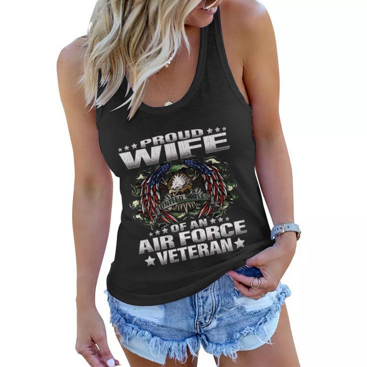 Proud Wife Of An Air Force Veteran Military Vet Spouse Gifts Premium Women Flowy Tank