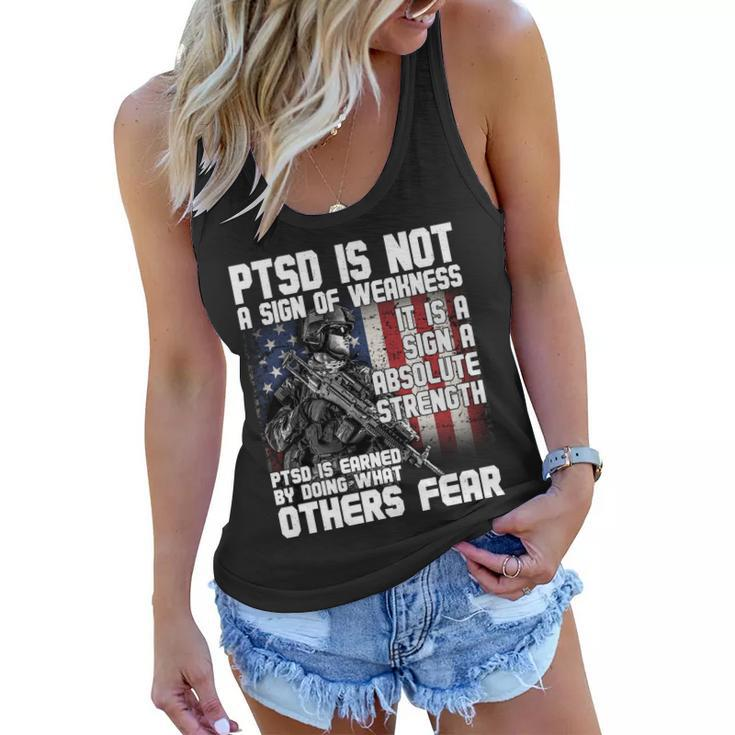 Ptsd Is Not A Sign Of Weakness Support Military Troops Women Flowy Tank