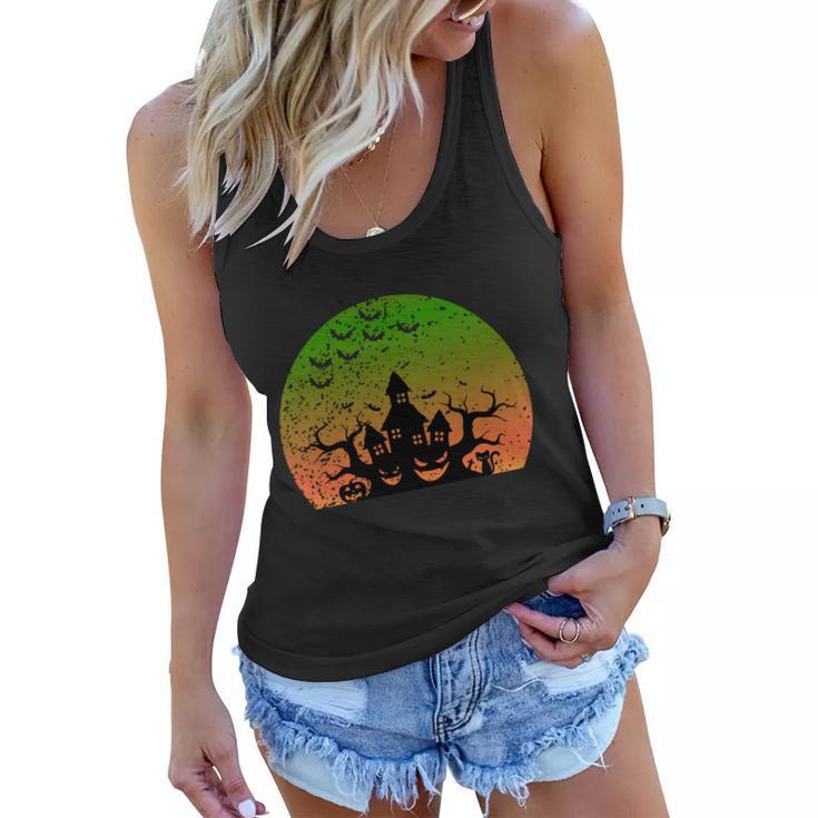 Pumpkin Witch Castle Halloween Quote Women Flowy Tank