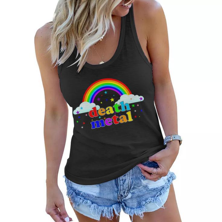 Rainbow Death Metal Logo Tshirt Women Flowy Tank
