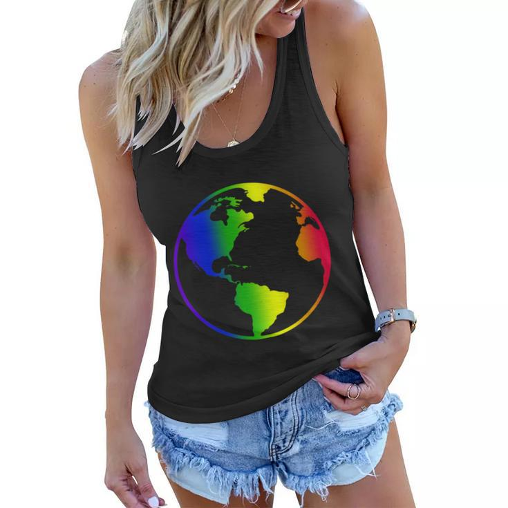 Rainbow Earth Rainbow Mother Earth Graphic Design Printed Casual Daily Basic Women Flowy Tank