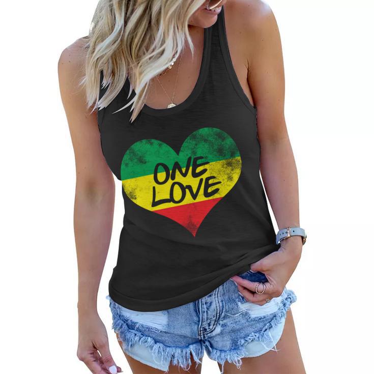 Rastafari One Love Vintage Jamaican Heart Women Flowy Tank