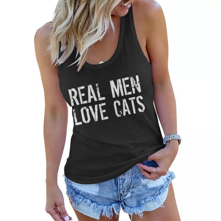 Real Men Love Cats Graphic Design Printed Casual Daily Basic Women Flowy Tank - Thegiftio