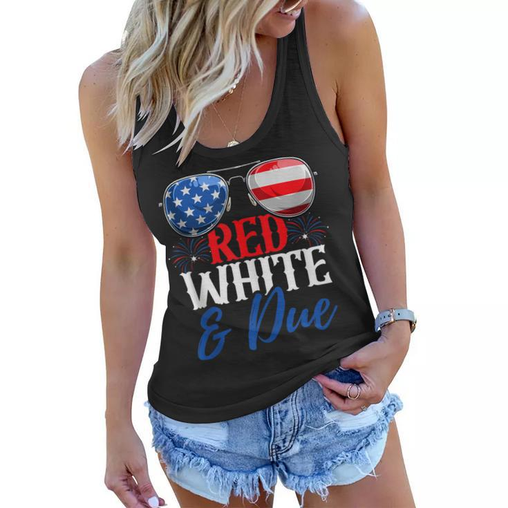 Red White And Due 4Th Of July Pregnancy Announcement Flag  Women Flowy Tank