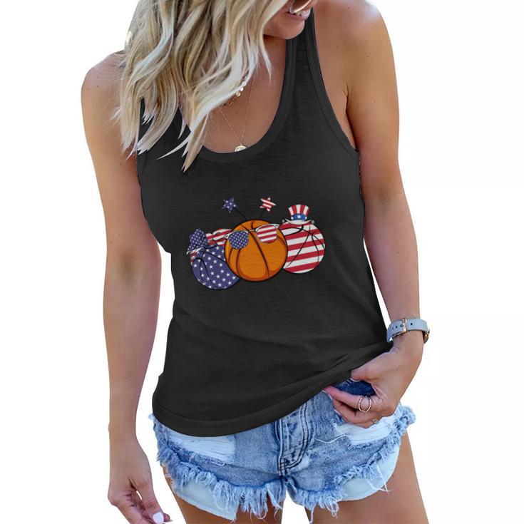 Red White Blue Basketball Lover For 4Th Of July Women Flowy Tank