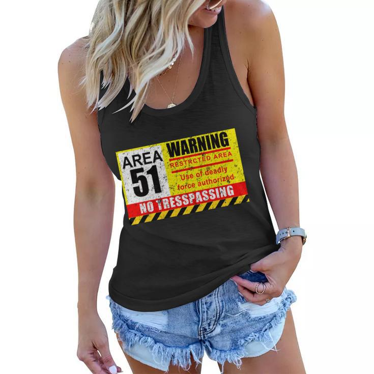 Restricted Area 51 No Trespassing Funny Women Flowy Tank
