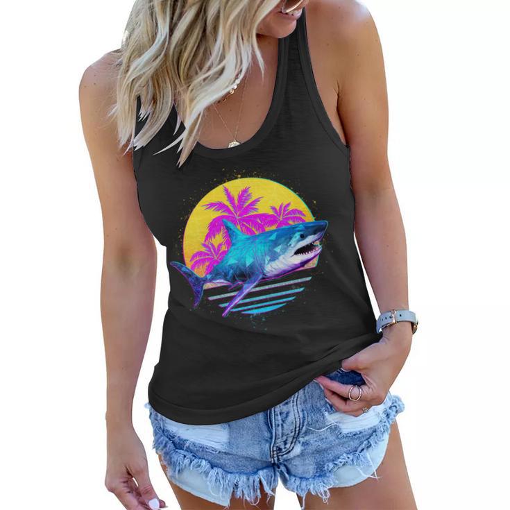 Retro 80S Polygon Shark Women Flowy Tank