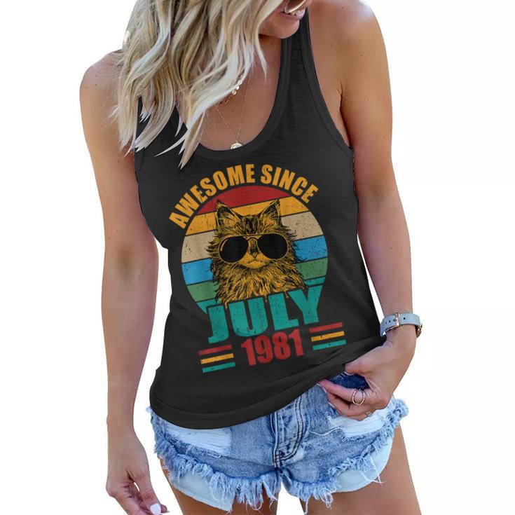 Retro Awesome Since July 1981 41St Birthday 41 Years Old  Women Flowy Tank