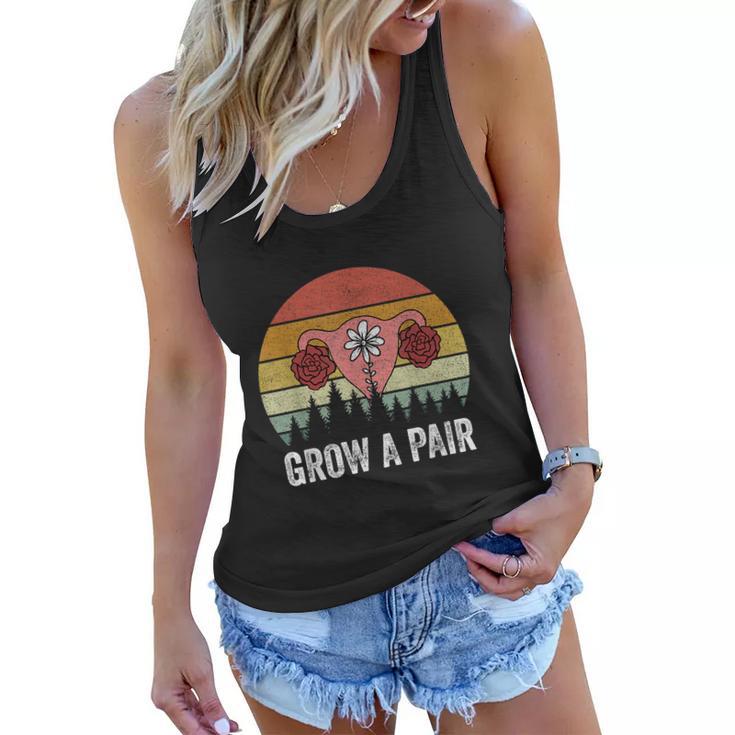 Retro Feminist Movement Grow A Pair Ovaries Women Flowy Tank