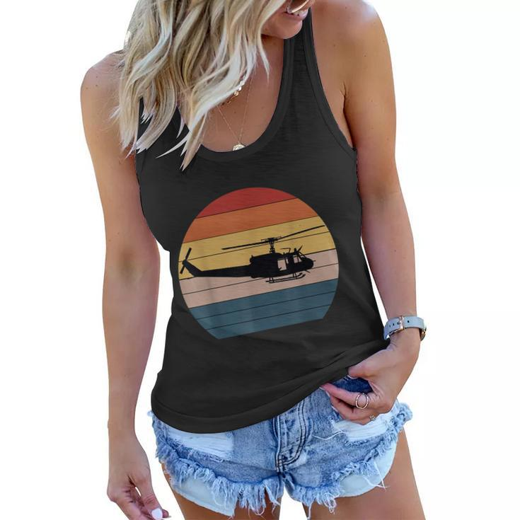 Retro Huey Veteran Helicopter Vintage Air Force Gift V3 Women Flowy Tank