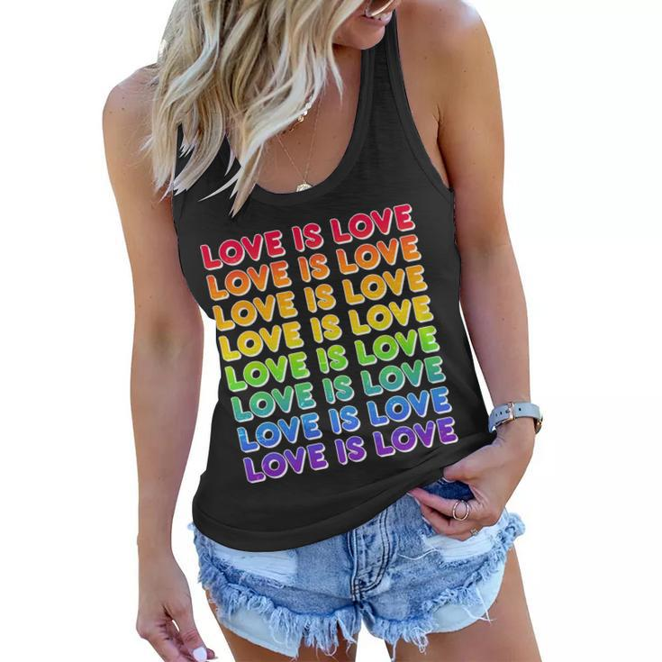 Retro Love Is Love Lgbt Rainbow Women Flowy Tank
