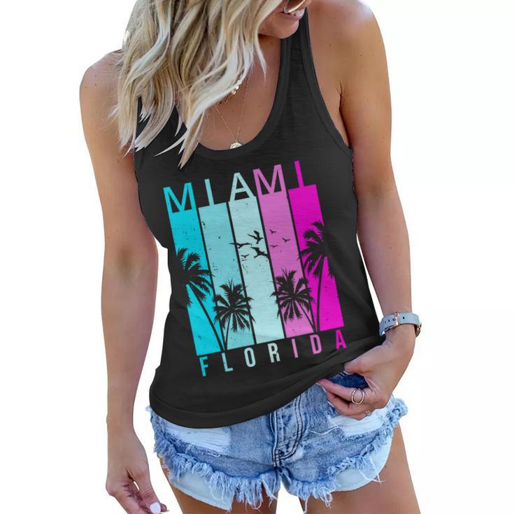 Retro Miami Florida Summer Neon Colors Women Flowy Tank