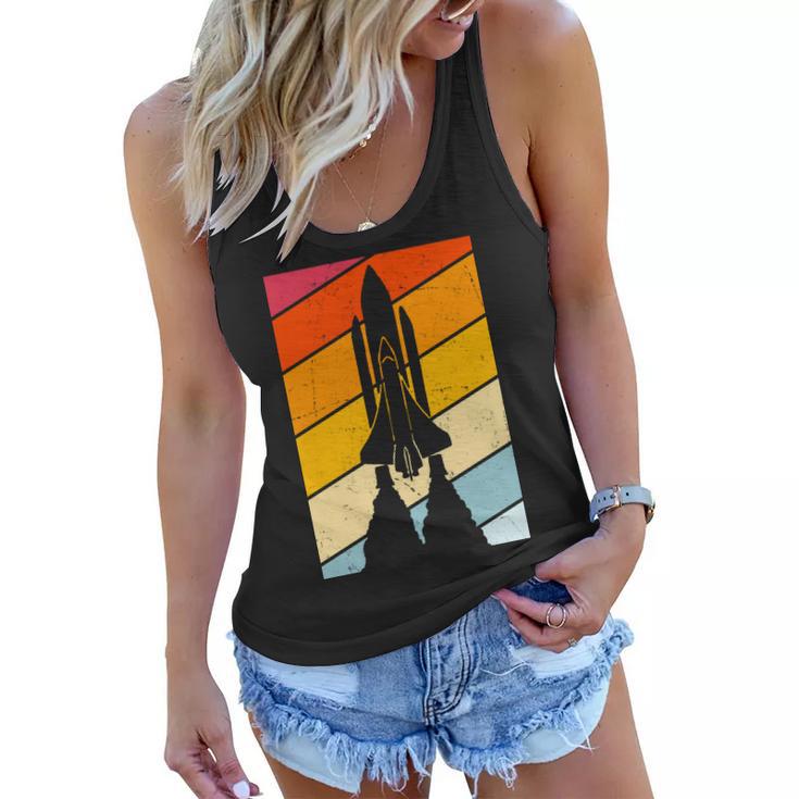 Retro Space Rocket Launch Women Flowy Tank