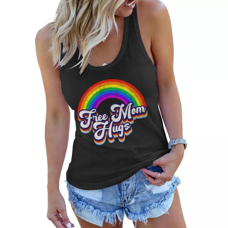 Retro Vintage Free Mom Hugs Rainbow Lgbtq Pride Tshirt Women Flowy Tank
