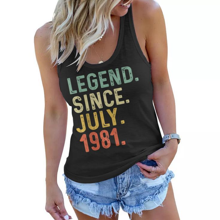 Retro Vintage Legend Epic Since July 1981 Birthday  Women Flowy Tank