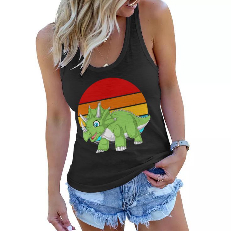 Retro Vintage Triceratops Dinosaur Women Flowy Tank