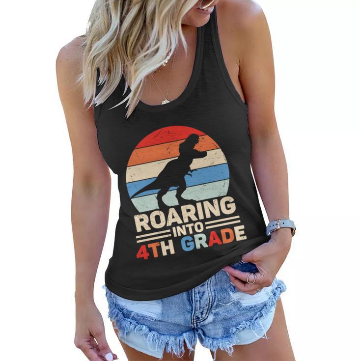 Roaring Into 4Th Grade Dinosaur First Day Of School Back To School Women Flowy Tank