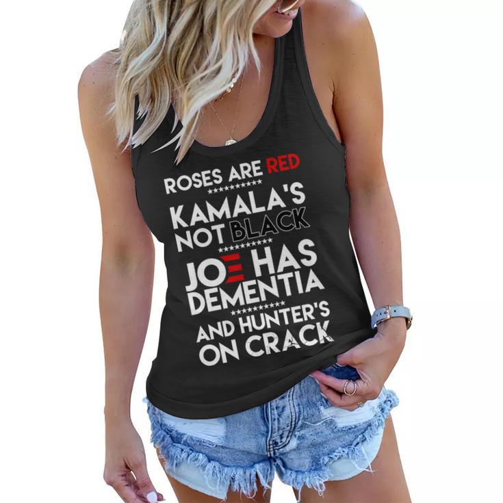 Roses Are Red Kamalas Not Black Joe Has Dementia And Hunters On Crack Tshirt Women Flowy Tank