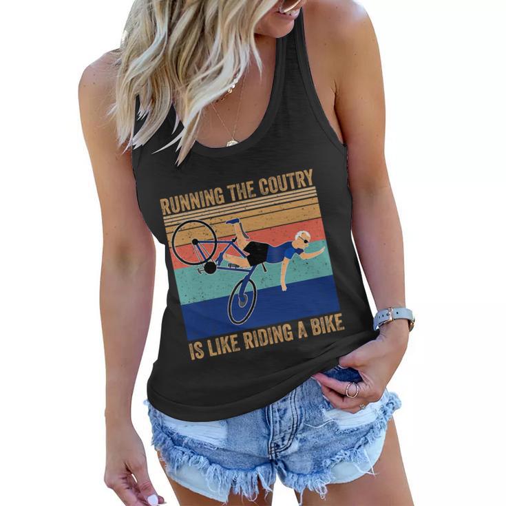 Running The Coutry Is Like Riding A Bike Joe Biden Vintage Funny Biden Women Flowy Tank