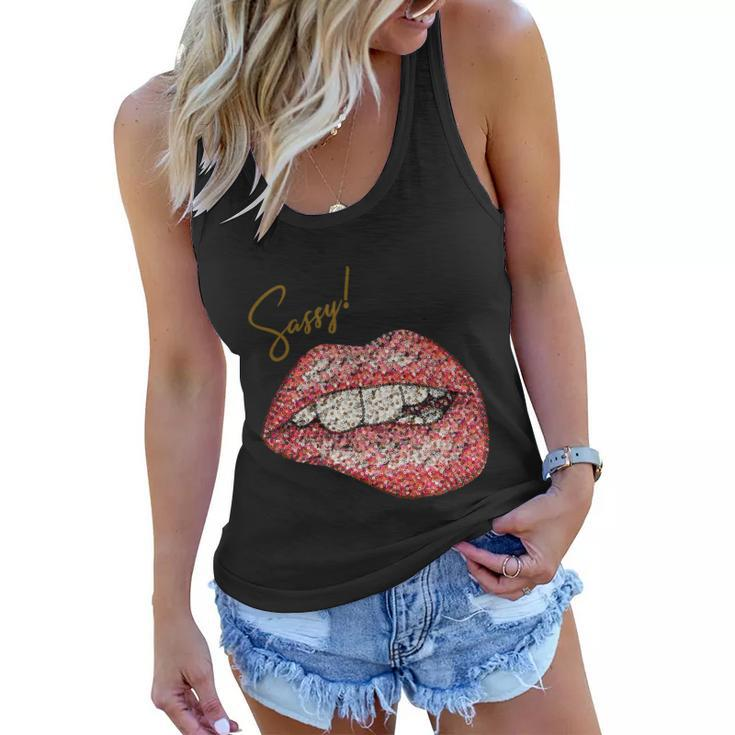 Sassy Lips Sexy Girl Graphic Sexy Lips Biting Graphic Design Printed Casual Daily Basic Women Flowy Tank