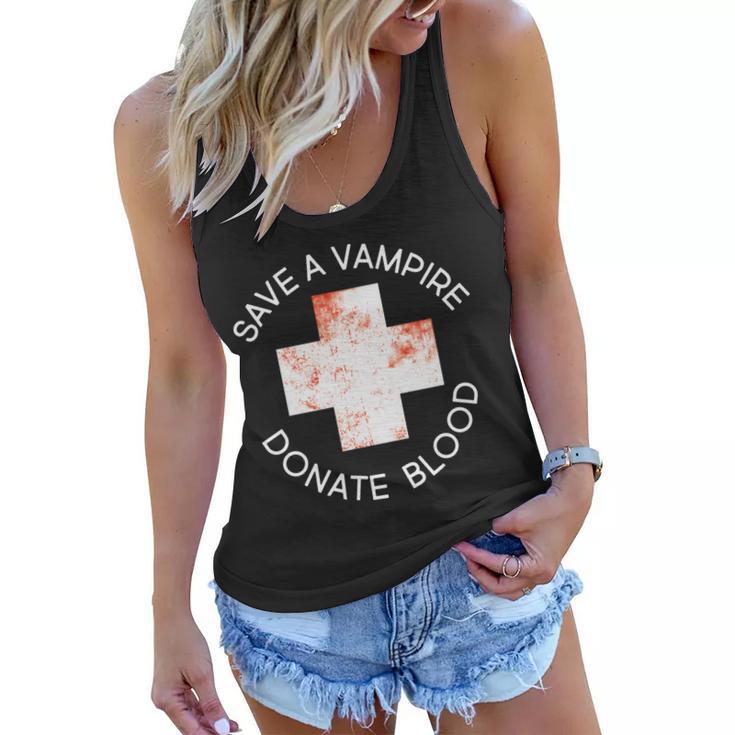 Save A Vampire Donate Blood Tshirt Women Flowy Tank