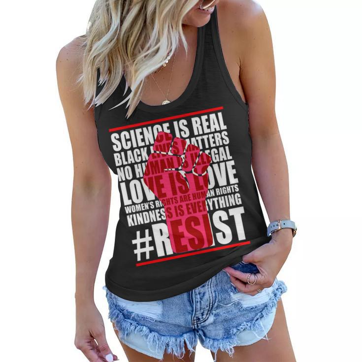 Science Is Real Resist Quote Tshirt Women Flowy Tank