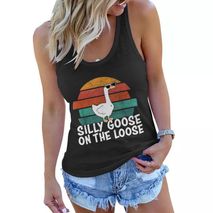 Silly Goose On The Loose Vintage Retro Sunset Tshirt Women Flowy Tank