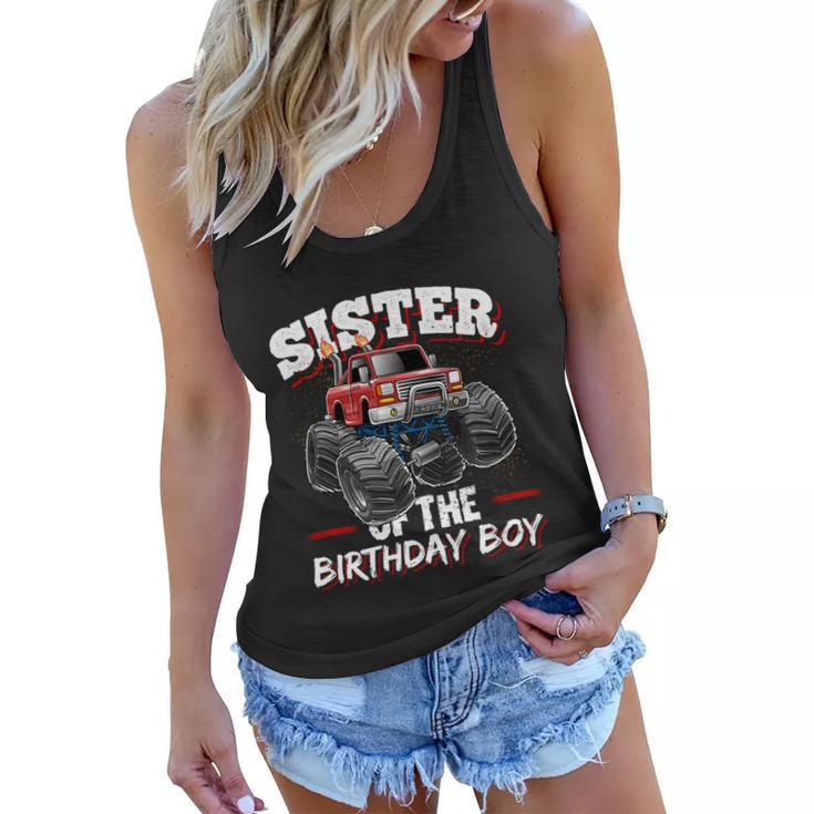 Sister Of The Birthday Boy Monster Truck Birthday Party Funny Gift Women Flowy Tank