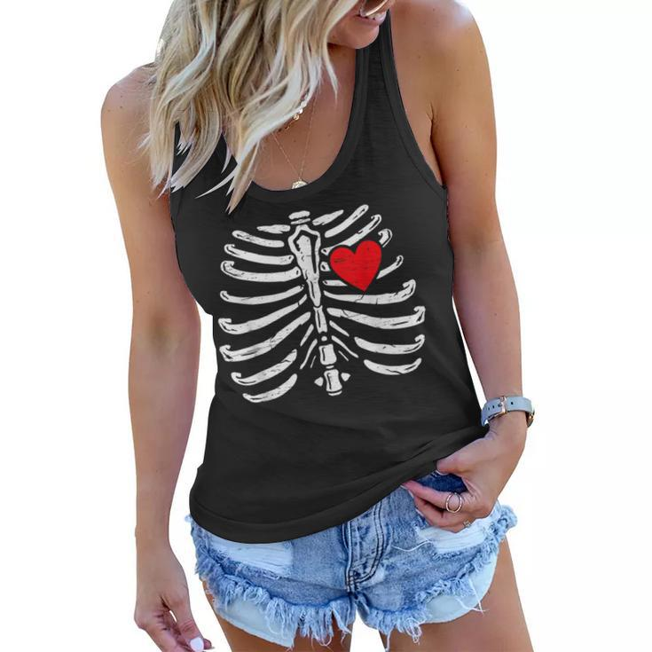 Skeleton Heart Rib Cage Halloween  V2 Women Flowy Tank