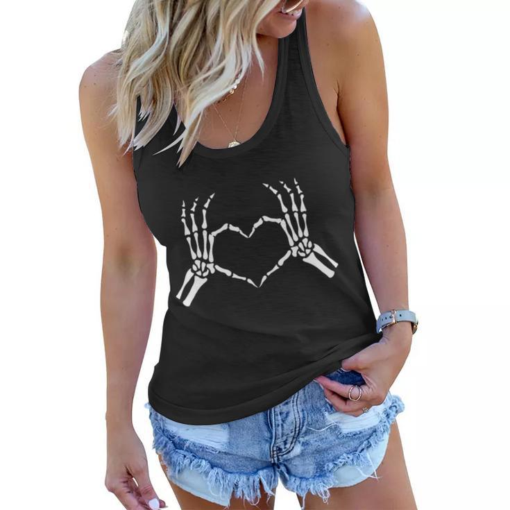Skeletons Hands Shaped Heart Halloween Graphic Design Printed Casual Daily Basic Women Flowy Tank