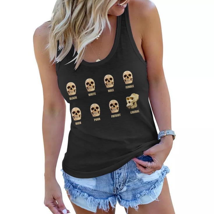 Skulls Of Modern America Funny Liberal Monkey Skull Tshirt Women Flowy Tank