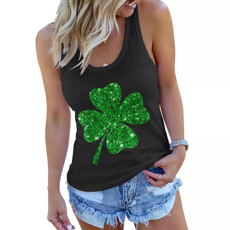 Sparkle Clover Irish Shirt For St Patricks & Pattys Day Women Flowy Tank