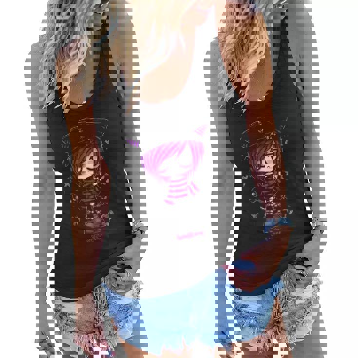 Spookscene Edgy Kitty Hat Scene Kid Emo Alt Goth Purple Women Flowy Tank