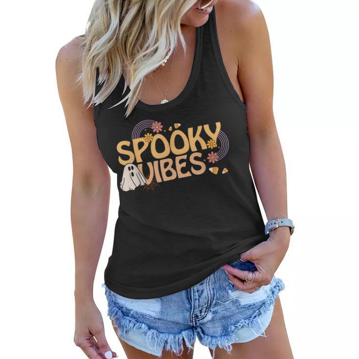 Spooky Vibes Cute Retro Pattern Halloween Costume   Women Flowy Tank