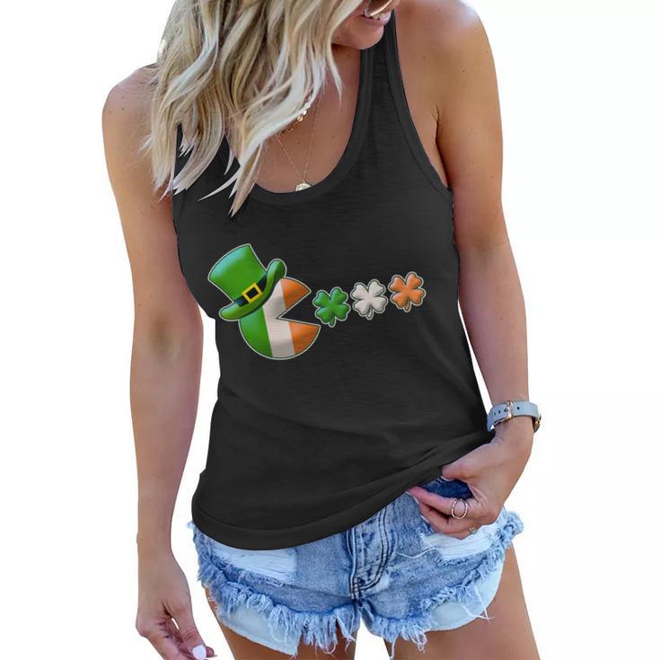 St Patricks Day Irish Flag Pac Man Shamrocks Women Flowy Tank