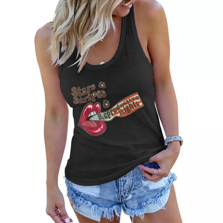 Stars Stripes Reproductive Rights Patriotic 4Th Of July Lips Women Flowy Tank