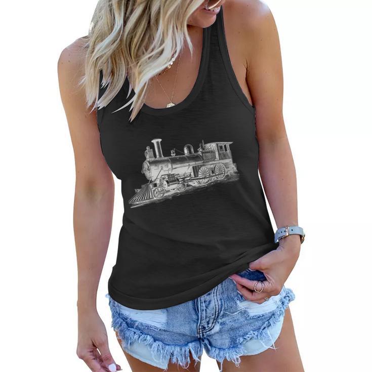 Steam Locomotive Train Engineer Railroad Mechanic Women Flowy Tank