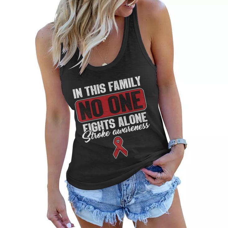 Stroke Awareness Month Family Support No One Fights Alone Gift Women Flowy Tank