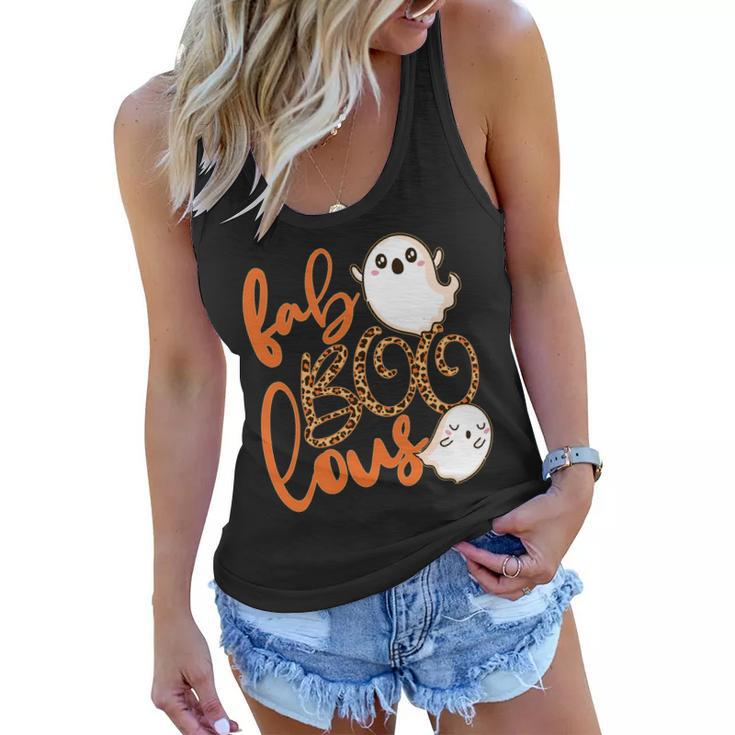 Stylish Leopard Halloween Fab-Boo-Lous Ghost Tshirt Women Flowy Tank