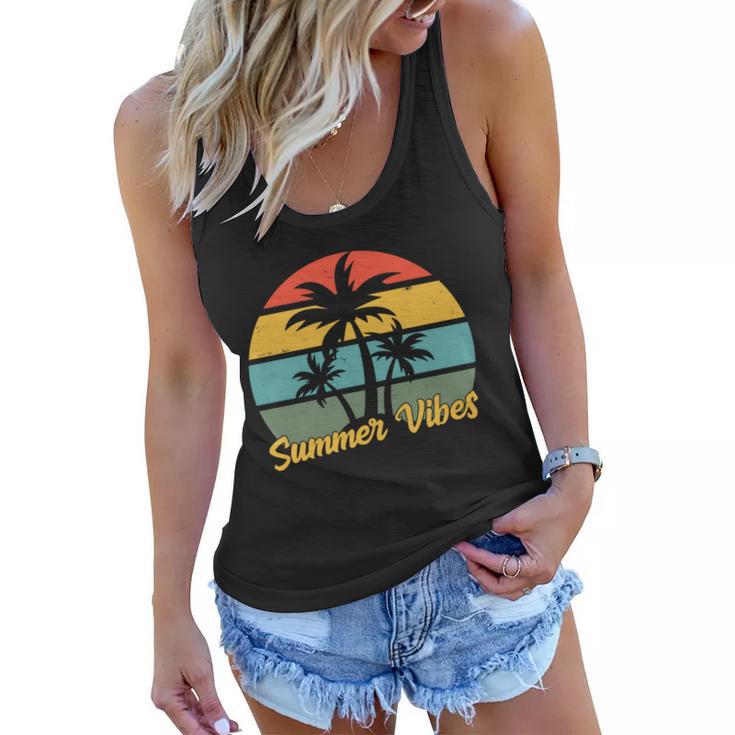 Summer Vibes Tropical Retro Sunset Women Flowy Tank