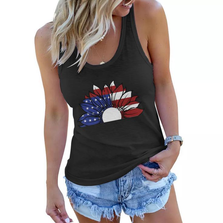 Sunflower American Flag 4Th Of July Independence Day Patriotic V2 Women Flowy Tank