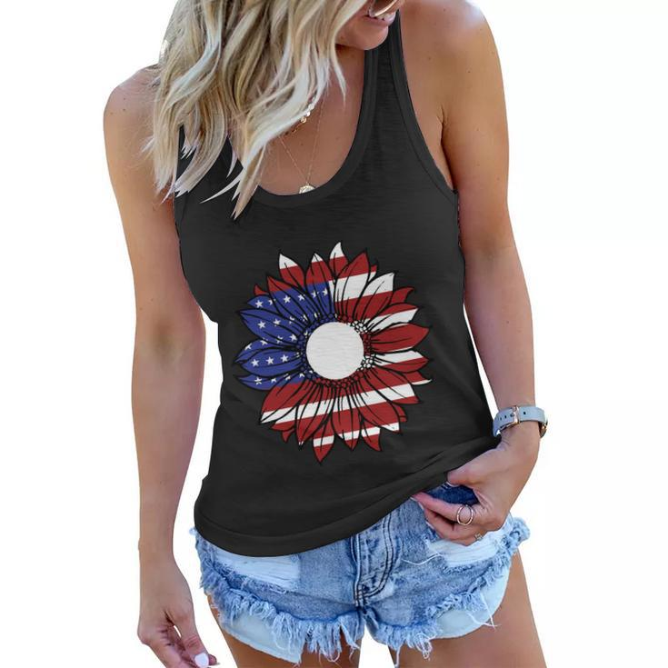 Sunflower American Flag 4Th Of July Independence Day Patriotic Women Flowy Tank
